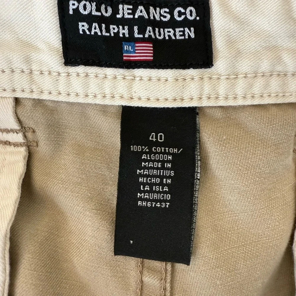 VTG Polo‎ Jeans Co Ralph Lauren Military Surplus Cargo Shorts Mens 40x10 Beige